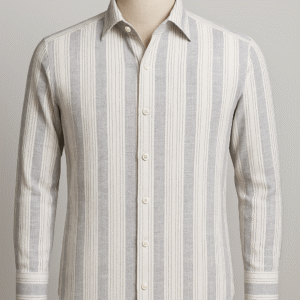 Cotton – Misty Grey Striped Shirt