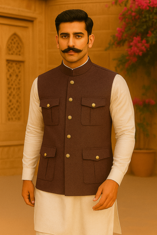Croneeck Rich Coffee Maroon Nehru Jacket